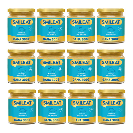 Pack 12x Tarrito BIO verduras y merluza +6 meses Smileat 230g