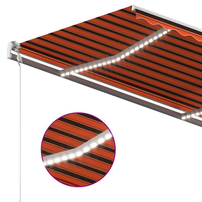 Toldo Automático Led Sensor De Viento Naranja Marrón 450x300 Cm_3
