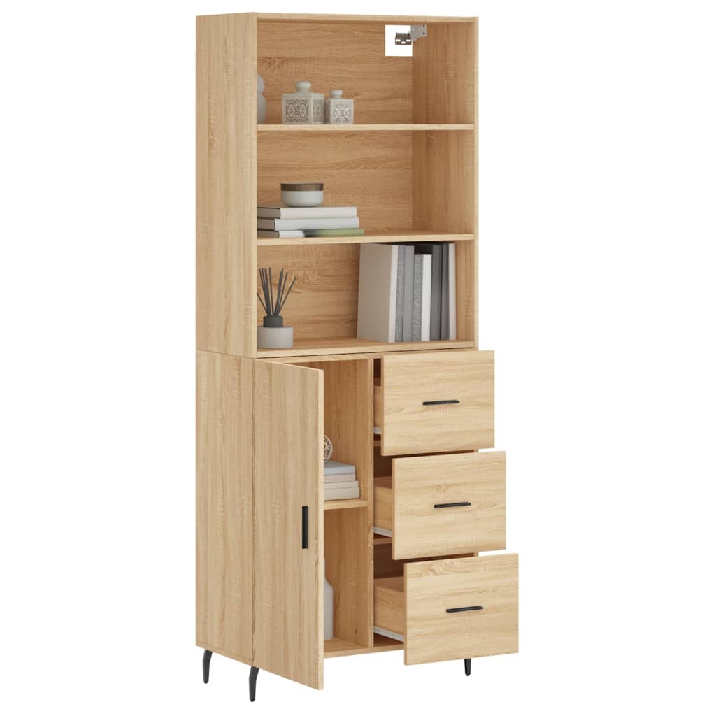 Aparador Alto Madera Contrachapada Color Roble 69,5x34x180 Cm_2