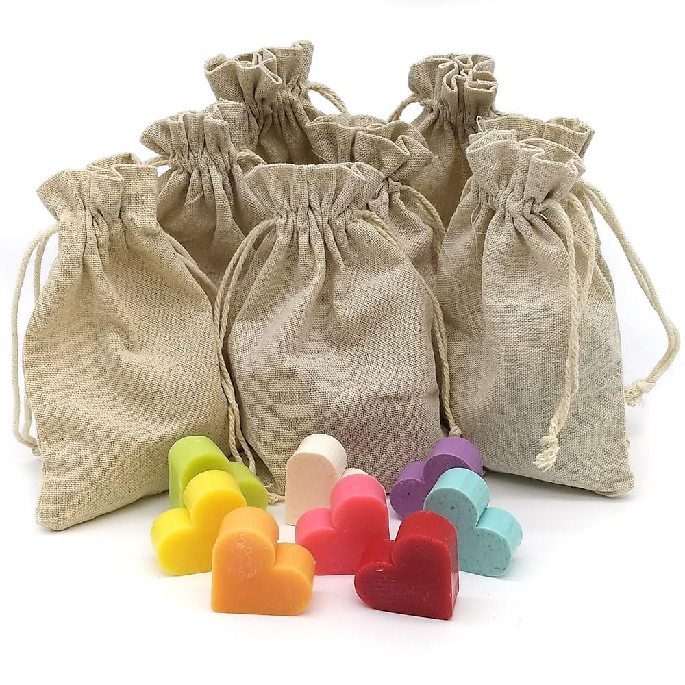 Bolsa De Yute Con 5 Jabones - Aroma Coco - Jabón De Glicerina Con Forma De Corazón - Detalle Para Invitados_4
