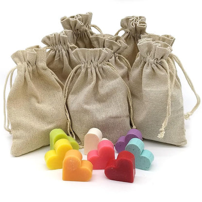 Bolsa De Yute Con 5 Jabones - Aroma Surtidos- Jabón De Glicerina Con Forma De Corazón - Detalle Para Invitados_1