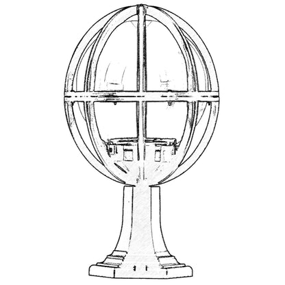 Aplique De Suelo Globo Recto Pantalla Gris Para Exterior, Abs , Negro, 30x30x50, Casquillo E 27 Max 60 W_1