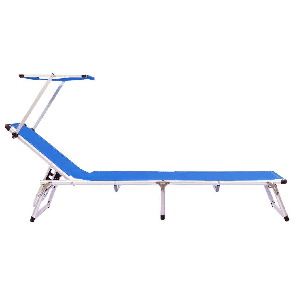 Tumbonas Plegables Con Techo 2 Uds Aluminio Y Textilene Azul_3