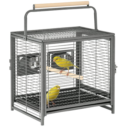Pawhut Jaula Para Pájaros Con 2 Perchas 2 Comederos Y Bandeja 48x38x47,8 Cm Negro_0