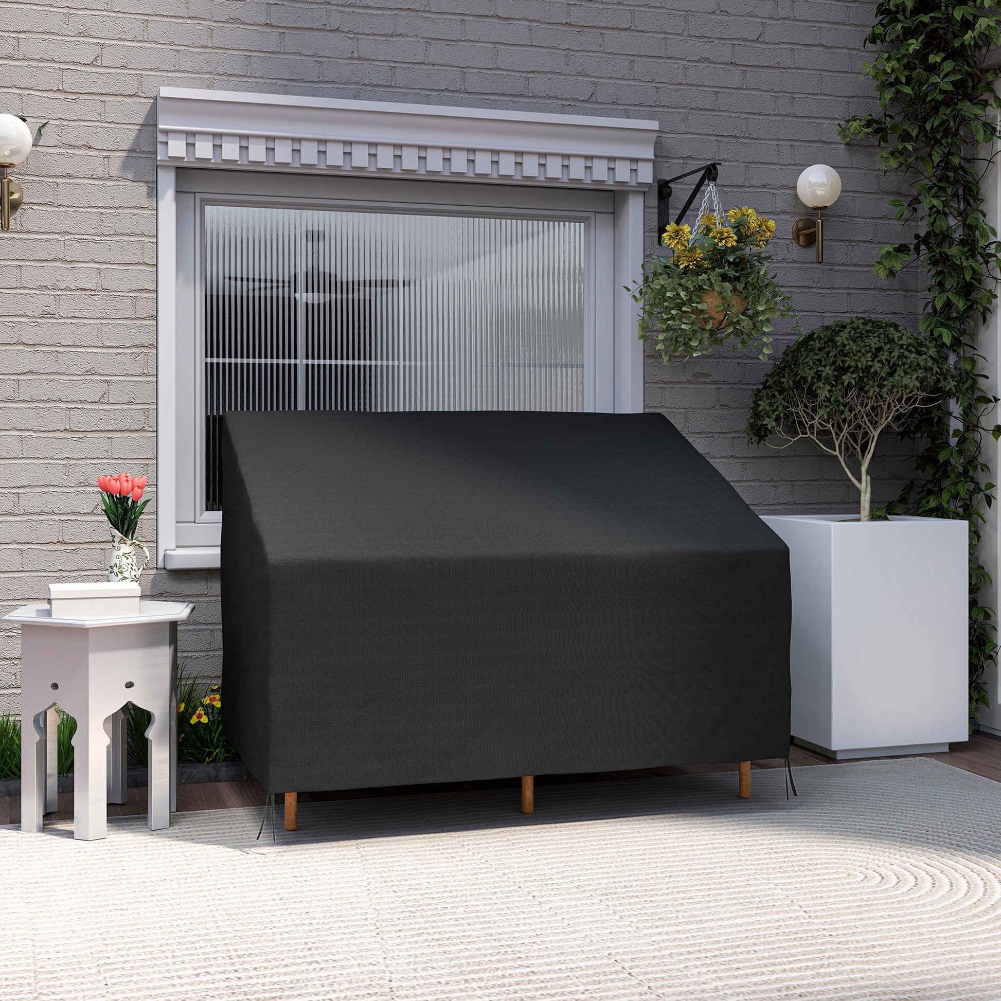 Outsunny Funda Para Banco De Jardín 2 Plazas Tela Oxford 600d 140x84x56/94 Cm_4