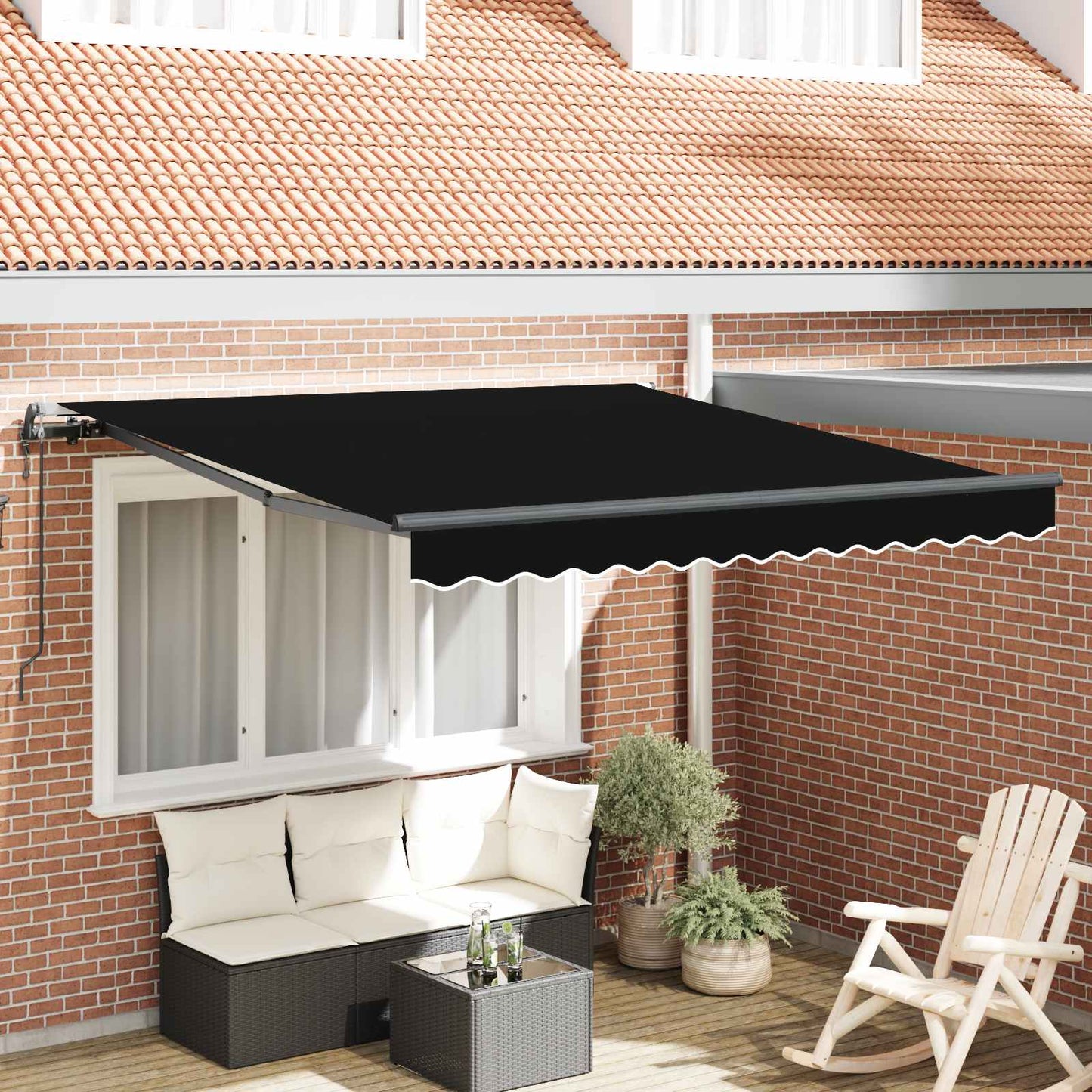 Toldo Retráctil Negro 300 X 250 Cm Tela Y Aluminio_1