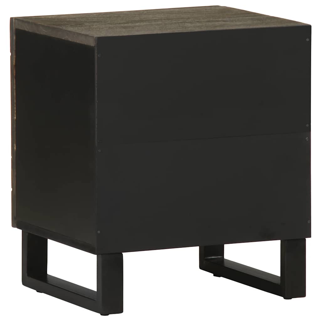 Mesitas De Noche 2 Uds Madera Maciza De Mango Negro 40x33x46 Cm_4