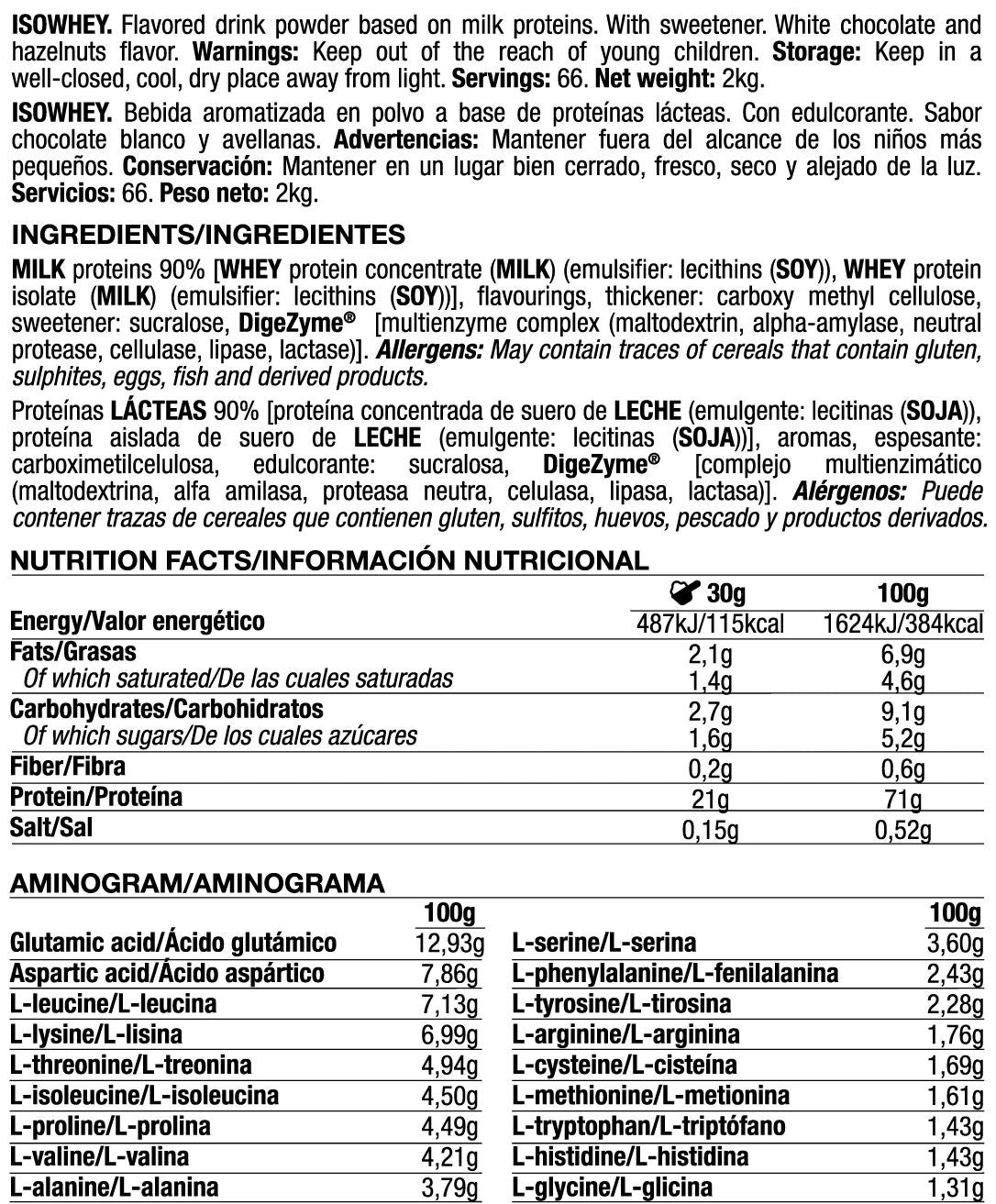 Isowhey - 2kg - Crema Blanca De Avellanas Tostadas - Proteína De Aislado De Suero Isolate - Quamtrax_5