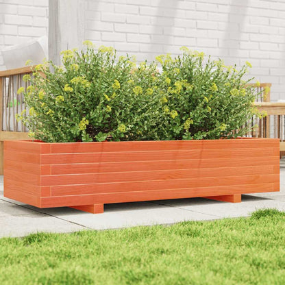 Jardinera De Madera Maciza De Pino Marrón Cera 110x40x26,5 Cm_1
