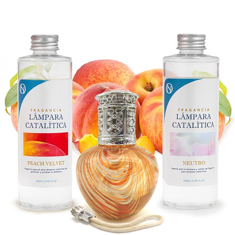 Pack Ahorro Lámpara Catalítica Orange Waves + Fragancia Peach Velvet 200ml + Limpiador Neutro 200ml + Mecha Repuesto_0