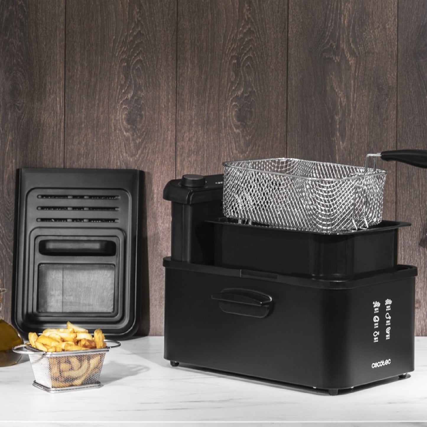 Freidora Eléctrica Cleanfry Infinity 3000 Black Freidora De 3 Litros De Capacidad De Aceite, Filtro Oilcleaner, 2400 W, Temporizador De 30 Minutos,_3