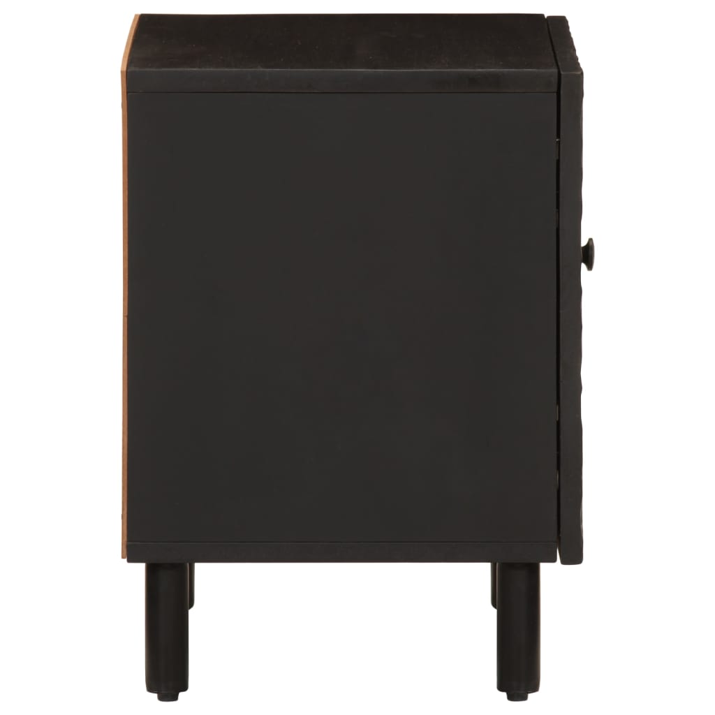 Mesitas De Noche 2 Uds Madera Maciza De Mango Negro 40x33x46 Cm_3