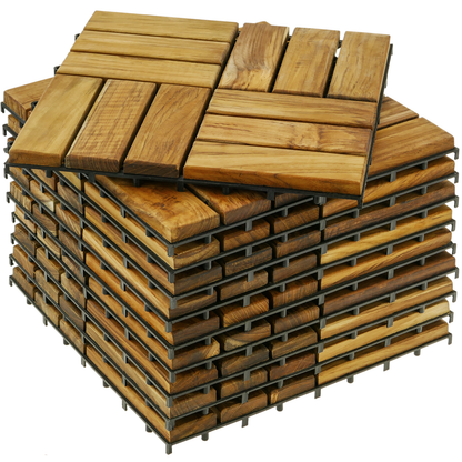 Baldosas 30 X 30 Cm 12 Listones De Madera De Teca Certificada 10 Unidades_0