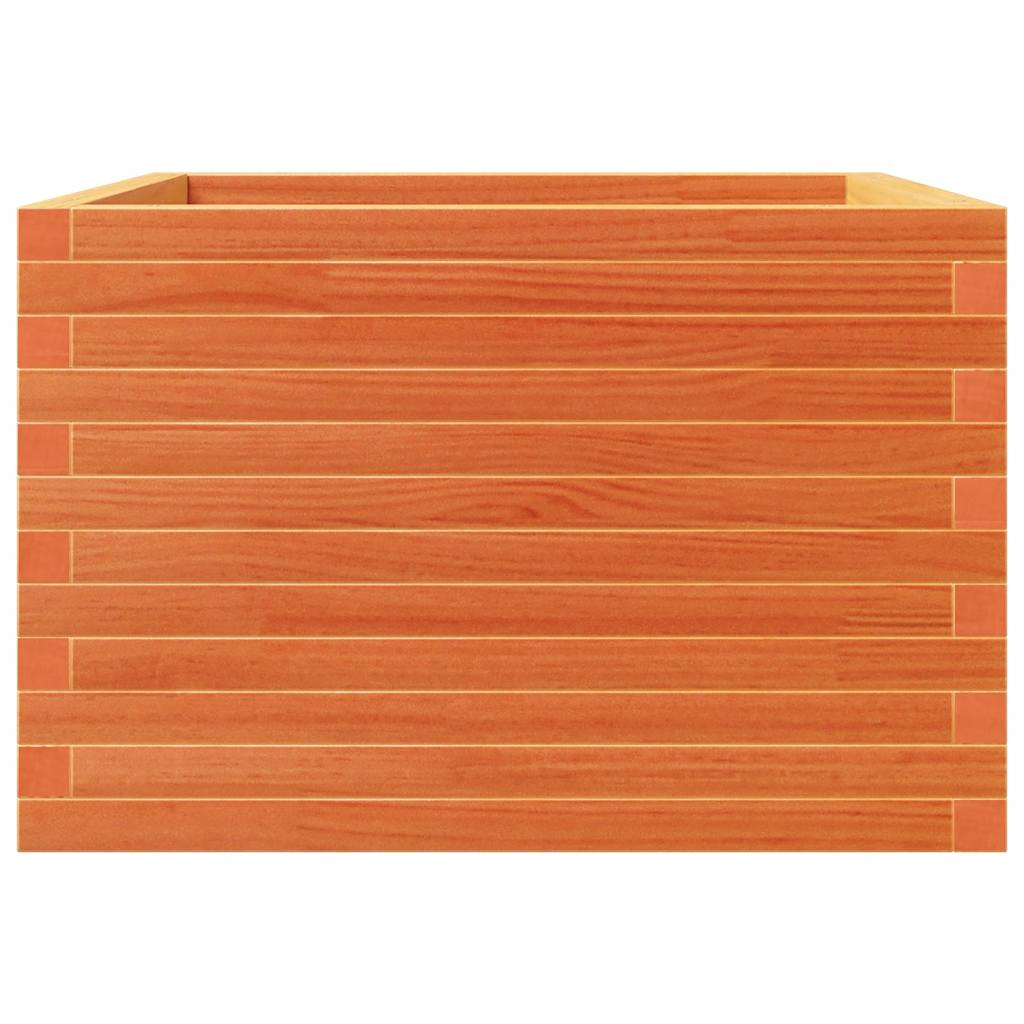 Jardinera De Madera Maciza De Pino Marrón Cera 70x70x46 Cm_4