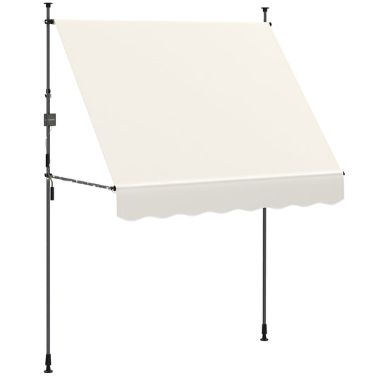 Outsunny Toldo Manual Retráctil Altura Ajustable Con Manivela 210-310 Cm Crema_0