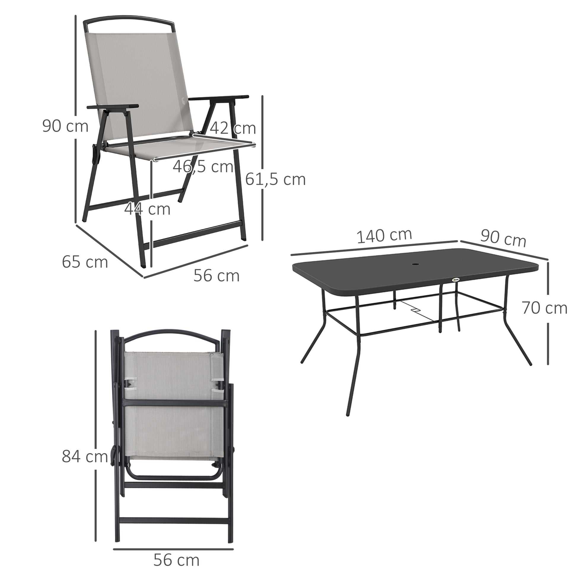Outsunny Conjunto De Comedor De Exterior Con 1 Mesa Y 6 Sillas Plegables Gris_2