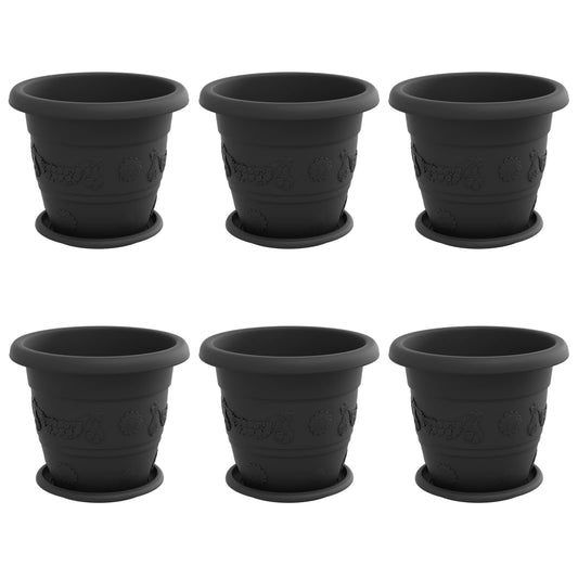 Macetas 6 Pcs Negro Ø 26 X 21.5 Cm Plástico_0