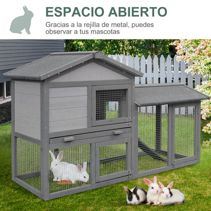 Pawhut Conejera Madera De Exterior Jaula Para Conejo Cobaya Y Animales Pequeños_3
