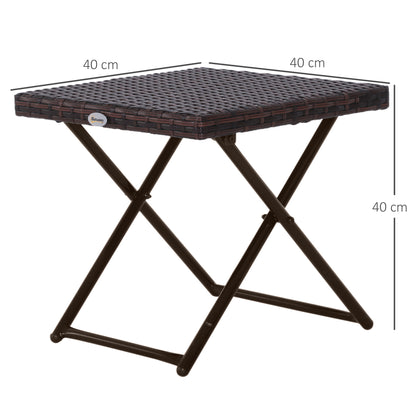Outsunny Mesa Plegable Para Jardín Terraza Patio Ratán Y Acero Con Patas_2