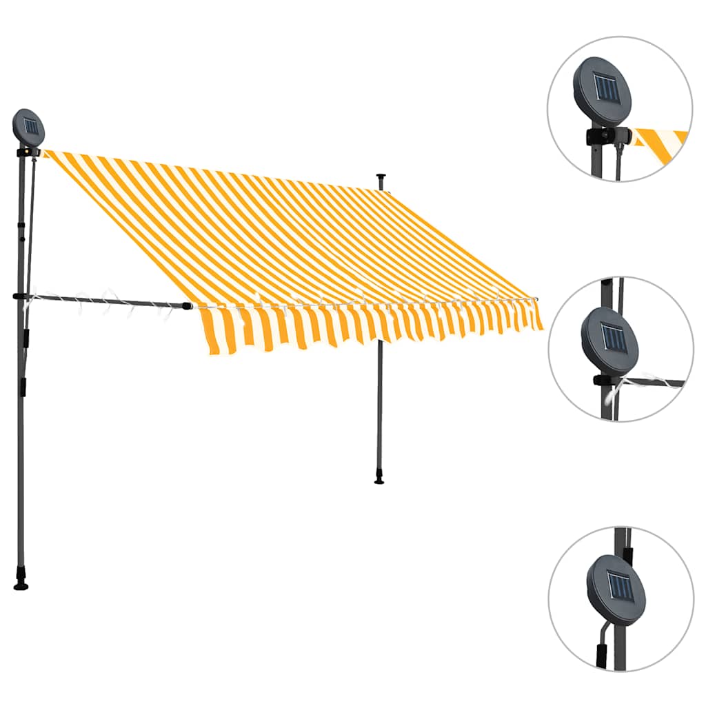 Toldo Manual Retráctil Con Led Blanco Y Naranja 300 Cm_2