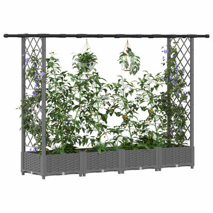Cama Elevada Con Trellis Y Techo Gris Claro 203 X 40 X 121 Cm_2