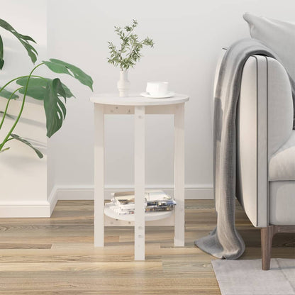 Mesa De Centro De Madera Maciza De Pino Blanco Ø40x60 Cm_1