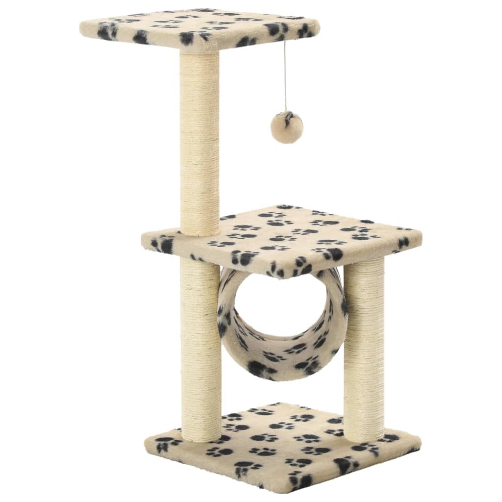 Vidaxl Rascador Para Gatos Con Poste De Sisal 65 Cm Huellas Beige_0