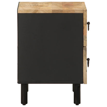 Mesita De Noche Madera Maciza Mango Rugosa Negro 40x33,5x46 Cm_2