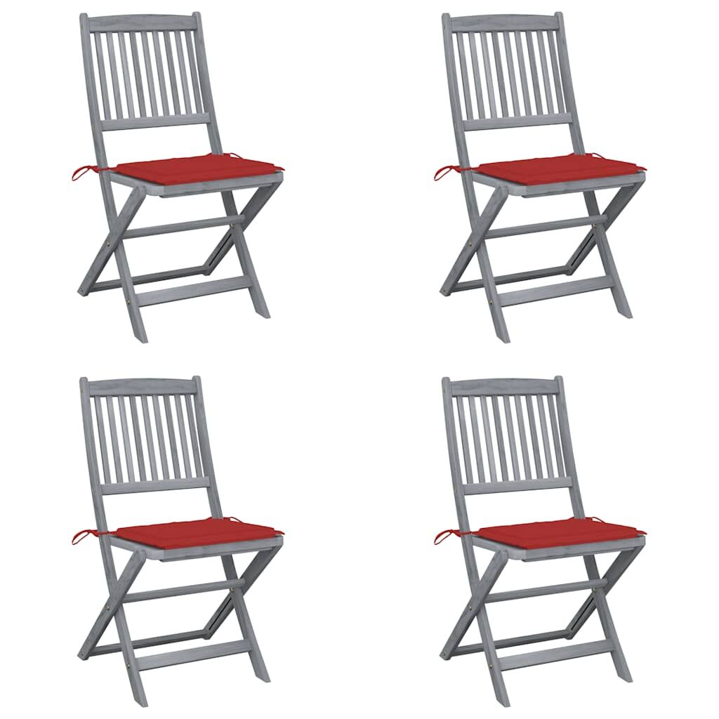 Vidaxl Sillas De Jardín Plegables 4 Uds Cojines Madera Maciza Acacia_0