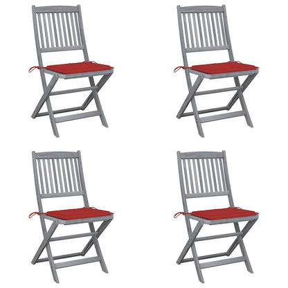 Vidaxl Sillas De Jardín Plegables 4 Uds Cojines Madera Maciza Acacia_0