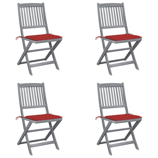 Vidaxl Sillas De Jardín Plegables 4 Uds Cojines Madera Maciza Acacia_0