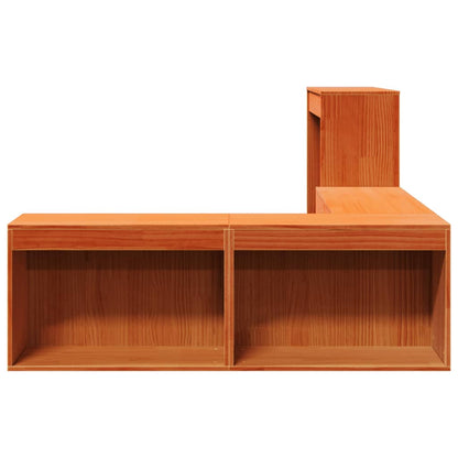 Mueble Con Escritorio Madera Maciza Pino Marrón 232x122x75 Cm_3