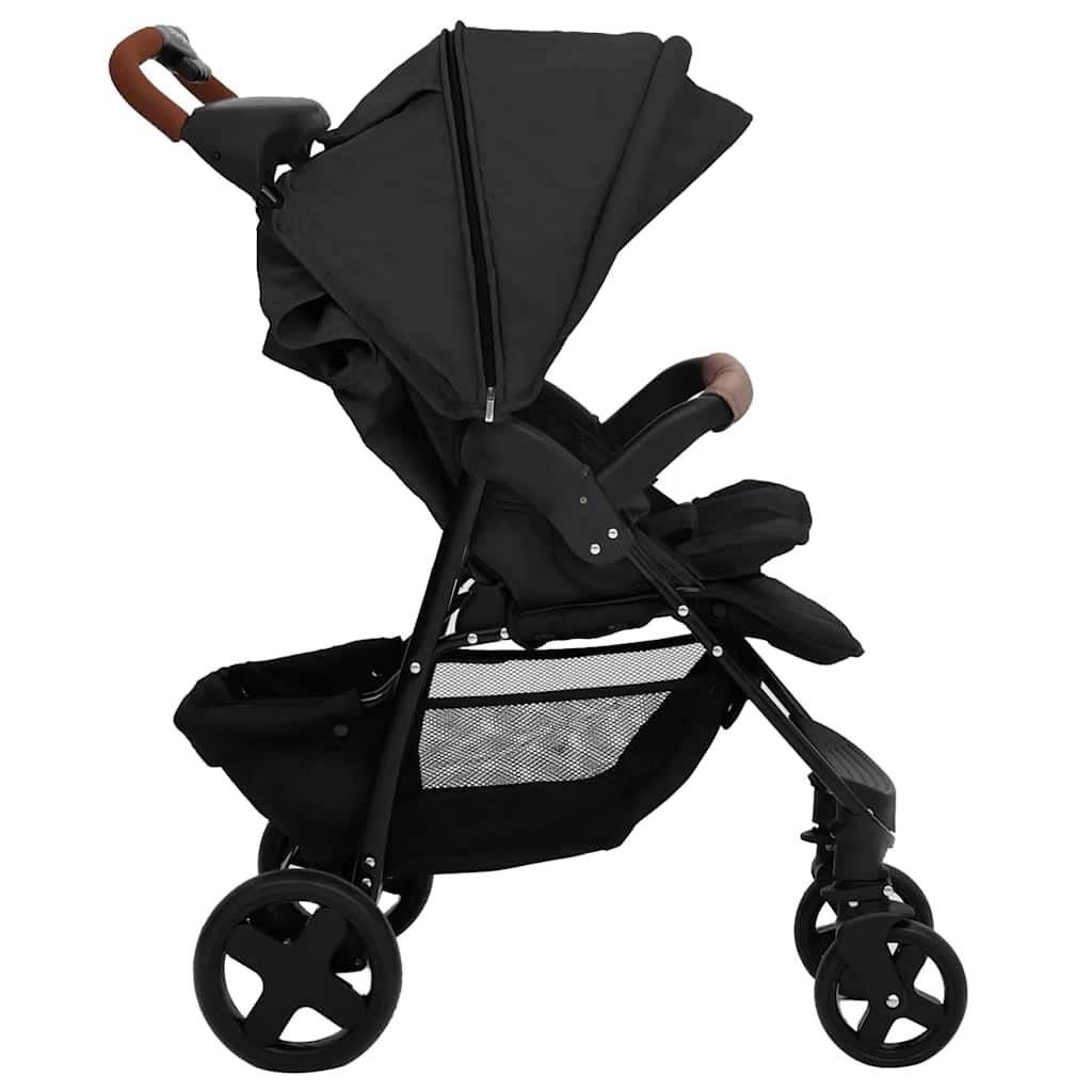 Vidaxl Cochecito De Bebé 2 En 1 De Acero Gris Antracita_4