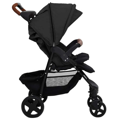 Vidaxl Cochecito De Bebé 2 En 1 De Acero Gris Antracita_4