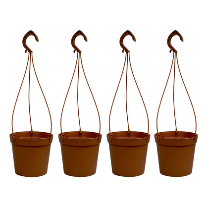 4 Macetas Cilíndricas Ø 12 Cm Con Ganchos, De Polipropileno Terracota_0
