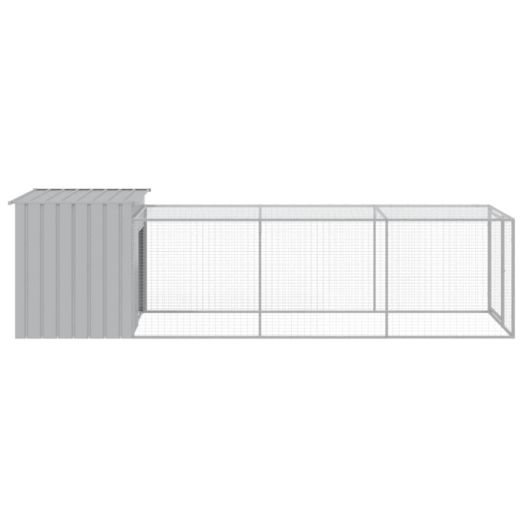 Vidaxl Gallinero Con Corral Acero Galvanizado Gris Claro 110x405x110cm_3