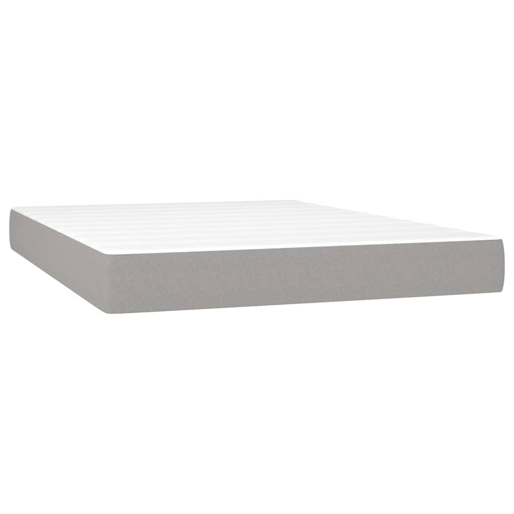 Cama Box Spring Colchón Y Luces Led Tela Gris Claro 140x200 Cm / Vetonek_4
