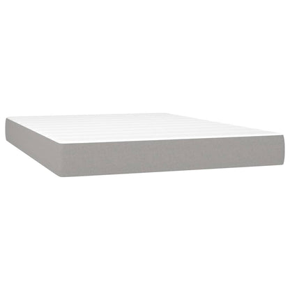 Cama Box Spring Colchón Y Luces Led Tela Gris Claro 140x200 Cm / Vetonek_4