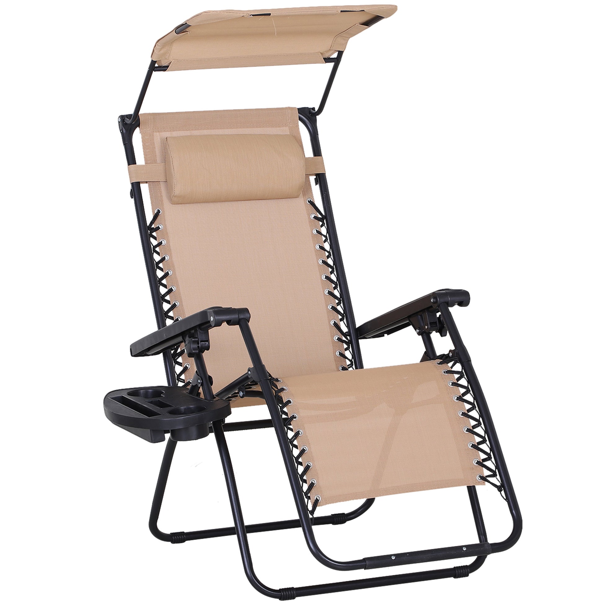 Outsunny Tumbona De Gravedad Cero Con Toldo Plegable Bandeja Portavasos_0
