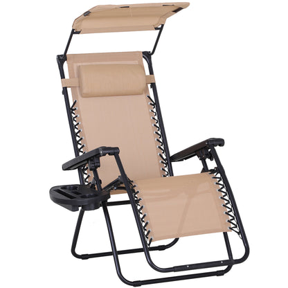 Outsunny Tumbona De Gravedad Cero Con Toldo Plegable Bandeja Portavasos_0