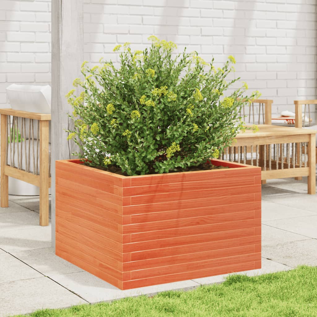 Jardinera Madera Maciza De Pino Marrón Cera 70x70x45,5 Cm_2