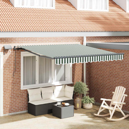 Toldo Retráctil Verde Y Blanco 350 X 250 Cm Tela Y Aluminio_1