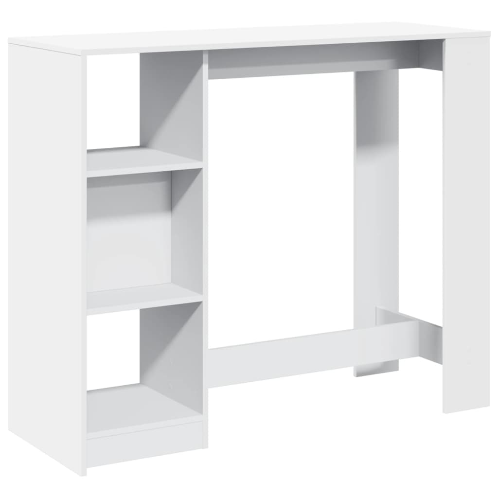Mesa Bar Con Estante Madera Ingeniería Blanca 124x46x103,5 Cm_0