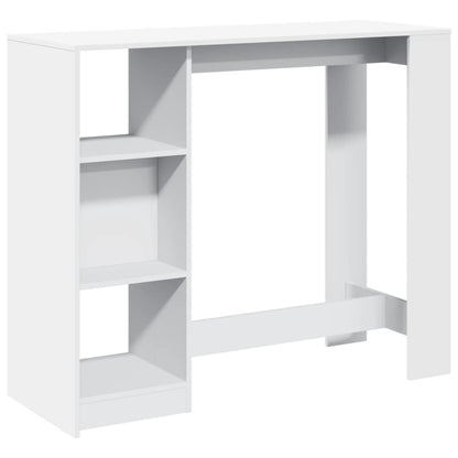 Mesa Bar Con Estante Madera Ingeniería Blanca 124x46x103,5 Cm_0