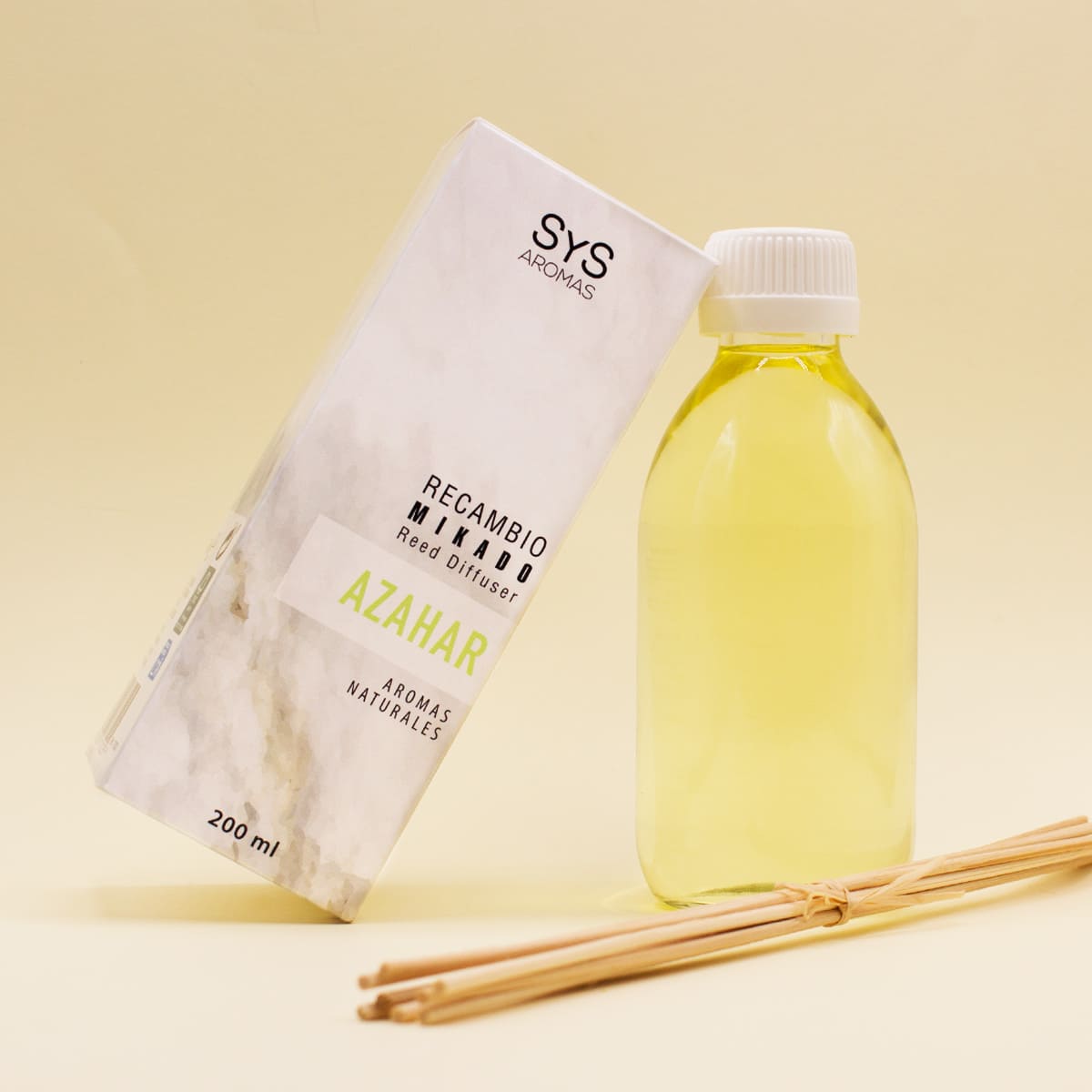 Recambio Mikado Azahar Mármol SYS Aromas 200 ml | Con Palos | Aroma Floral y Mediterráneo | Calmante_1