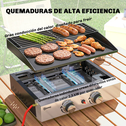 Outsunny Barbacoa De Gas Bbq Gas Con 2 Quemadores 5 Kw_3