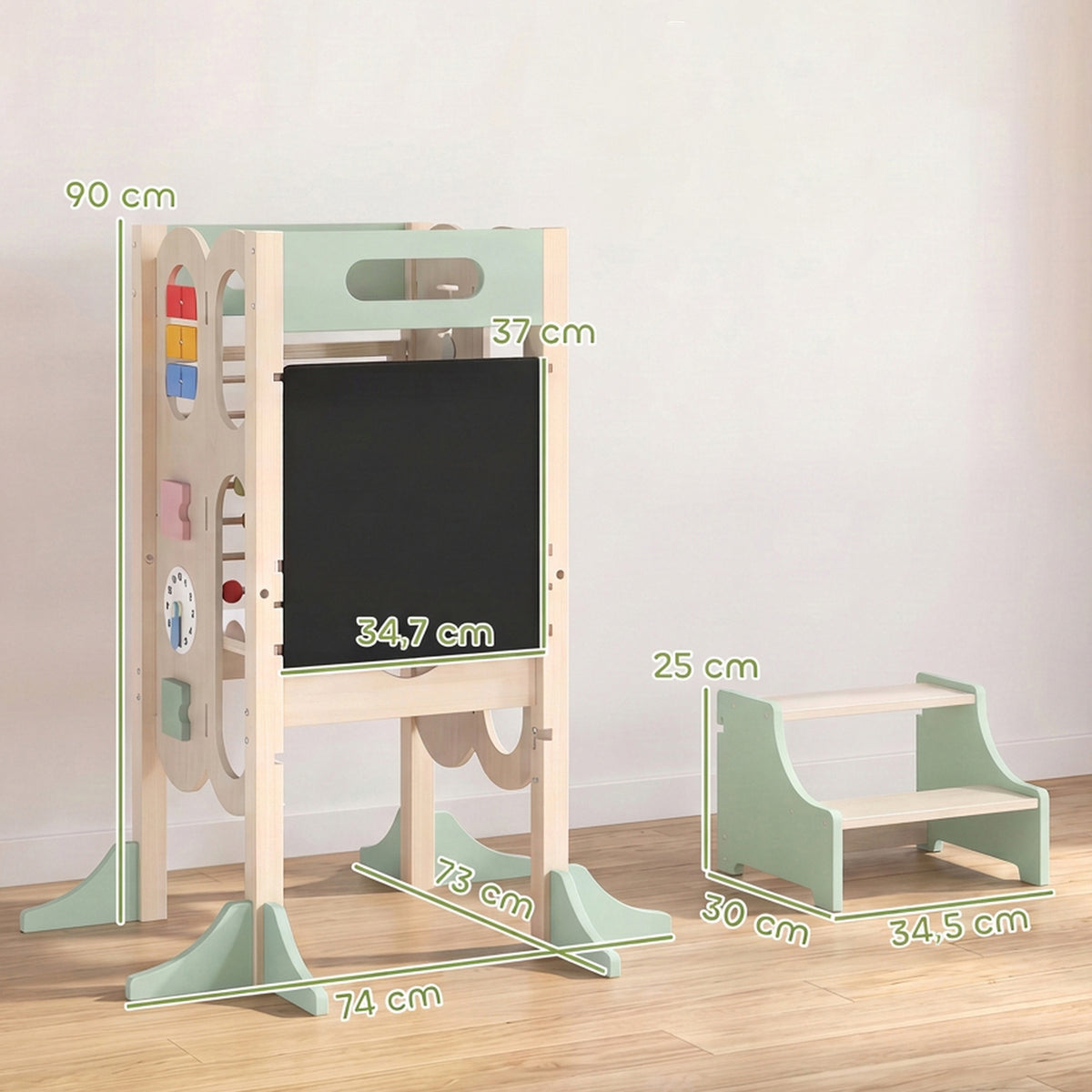 Banco Infantil Aiyaplay Painel Multicamadas, Madeira De Pinho Verde_2