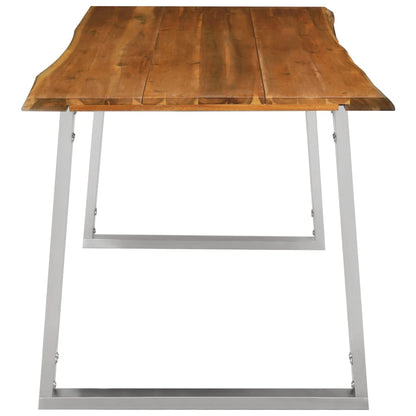 Mesa De Comedor Madera De Acacia Y Acero Inoxidable 160x80x75cm_2