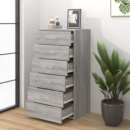 Aparador Con 6 Cajones Contrachapado Gris Sonoma 50x34x96 Cm / Vetonek_2