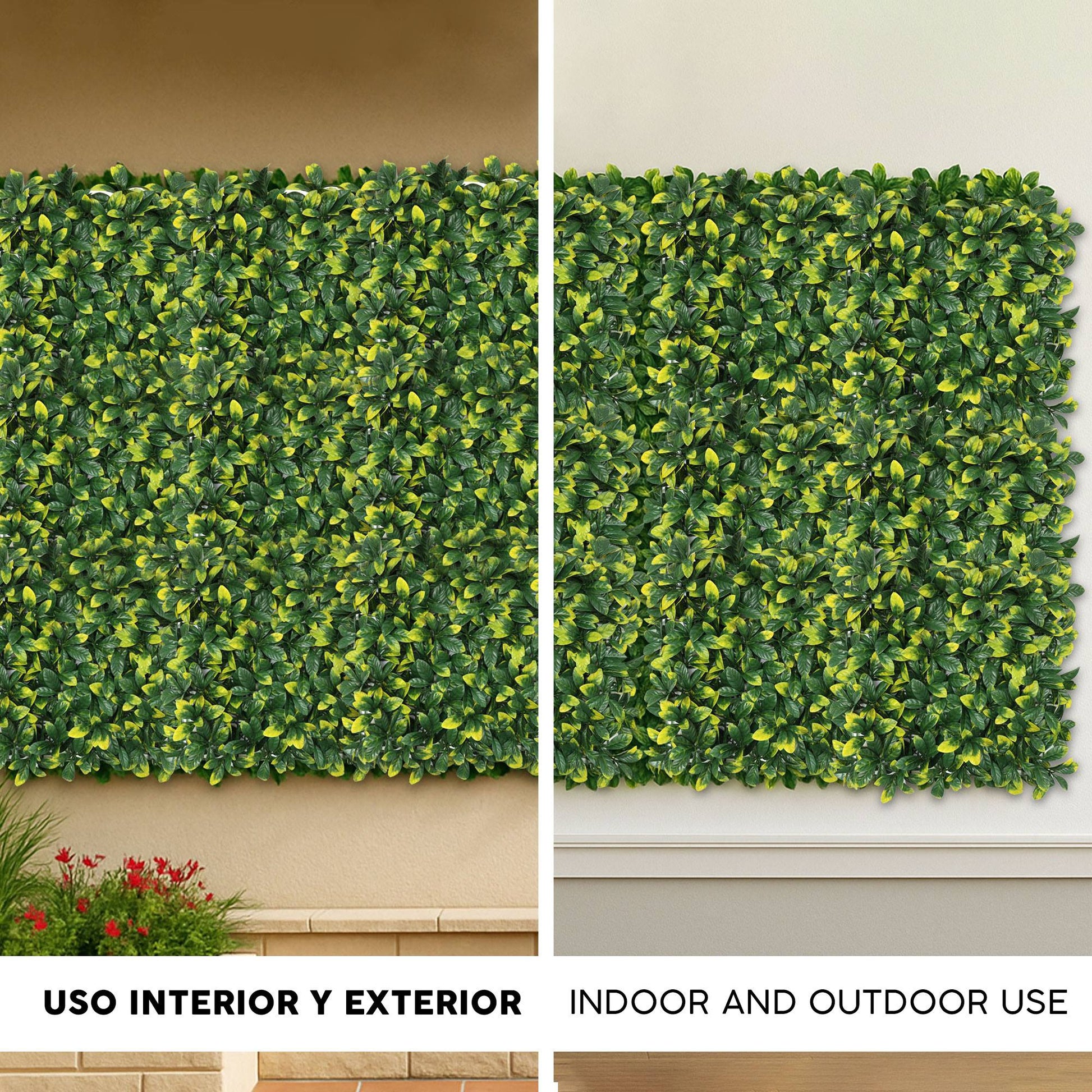 Jardín Vertical Artificial 100x100cm Well Home Hojas Verdes Y Amarillas